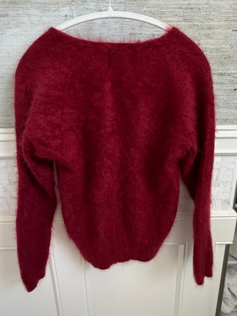 2 / 6 medium Jumper 1234 Rouge Brushed Cashmere V-Neck sweater Red - Picture 12 of 14
